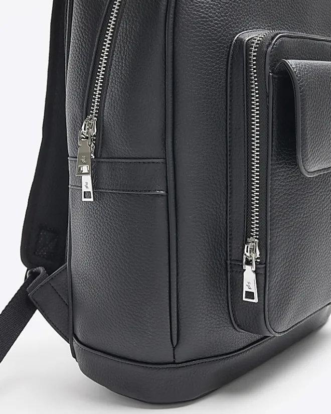 River Island Pebbled Backpack Black Sale