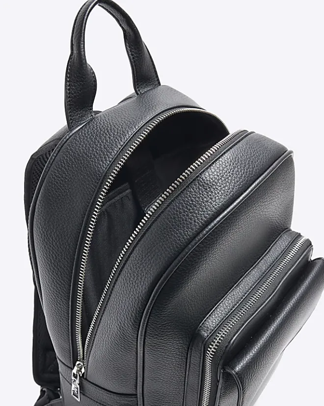 River Island Pebbled Backpack Black Sale