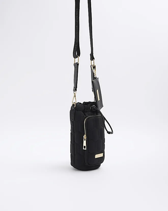 River Island Quilted Bottle Holder Bag Black Discount