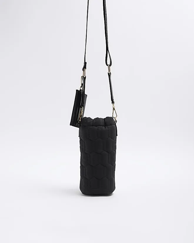 River Island Quilted Bottle Holder Bag Black Discount