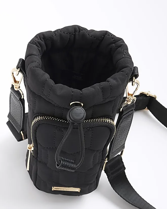 River Island Quilted Bottle Holder Bag Black Discount