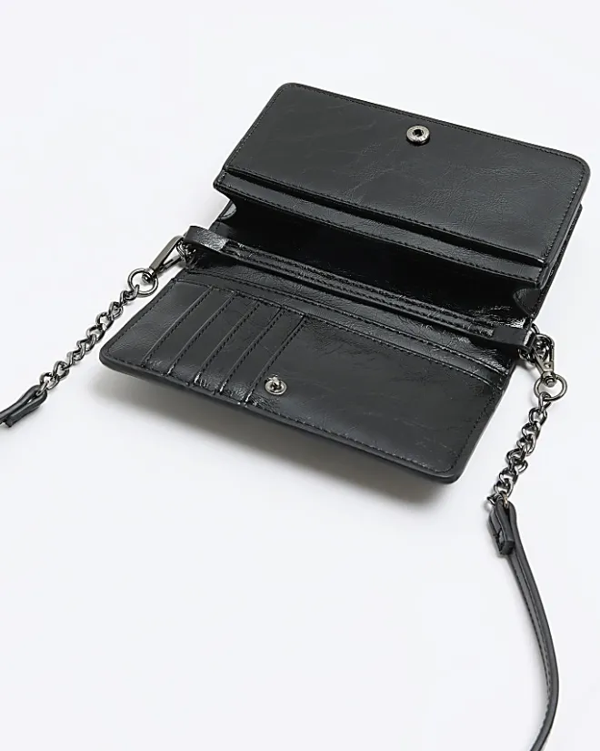 River Island quilted chain cross body bag Black Online