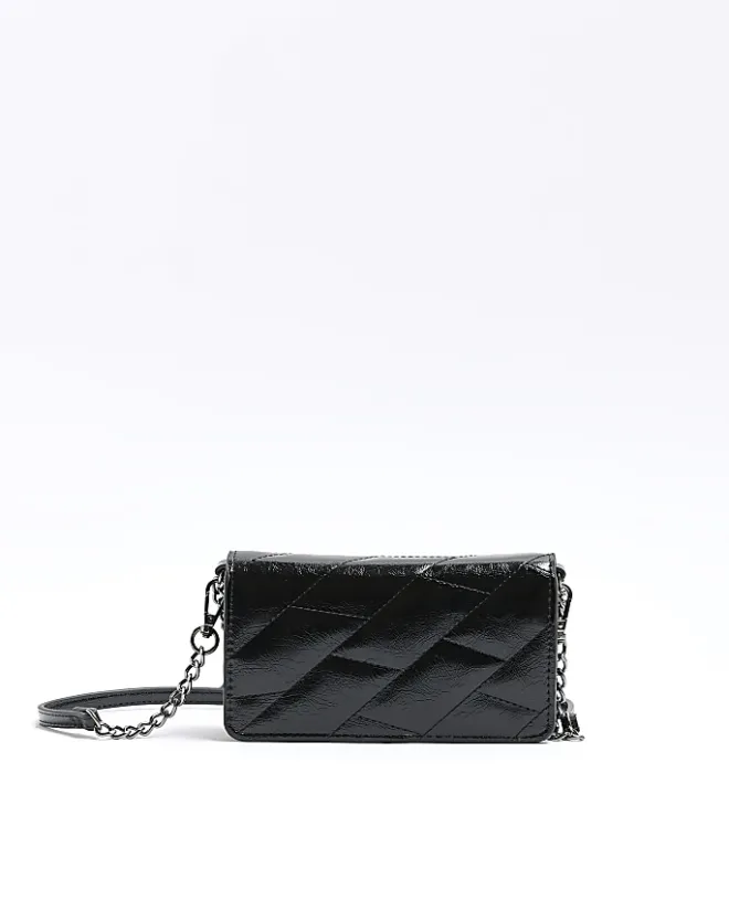 River Island quilted chain cross body bag Black Online