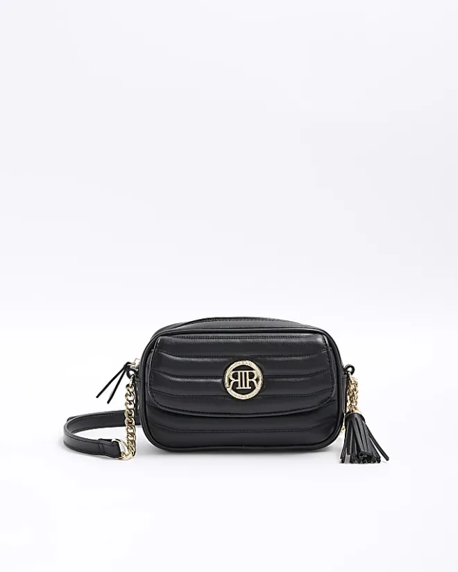 River Island quilted front pocket cross body bag Black Outlet