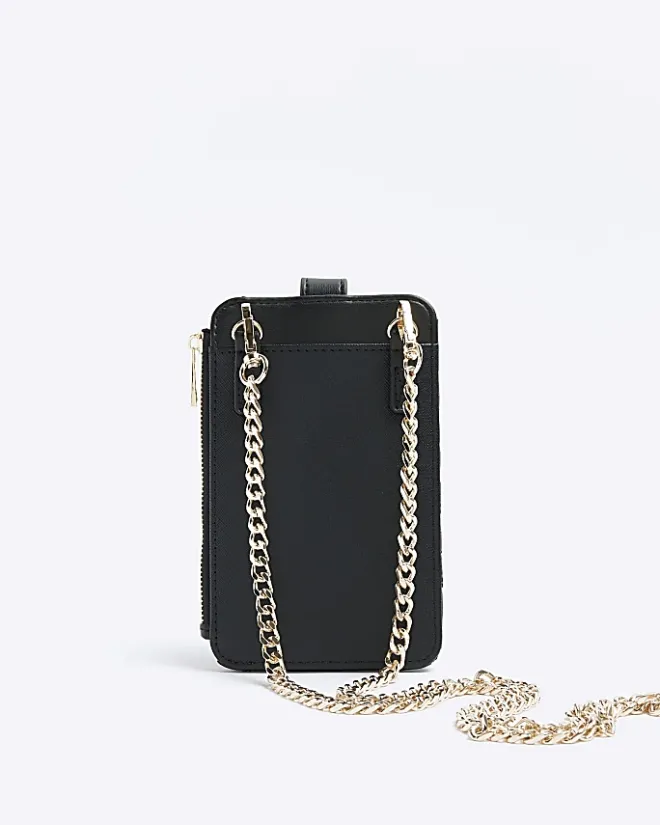River Island quilted phone holder bag Black Sale
