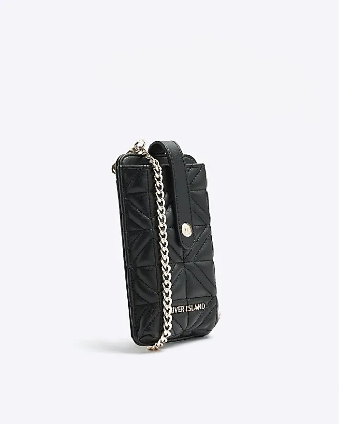 River Island quilted phone holder bag Black Sale