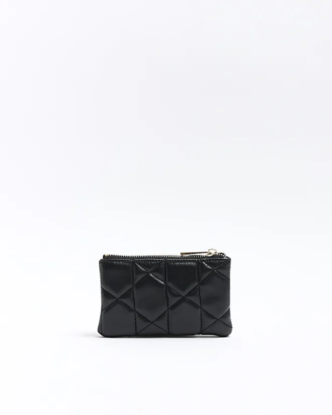 River Island quilted zip pouch Black Outlet