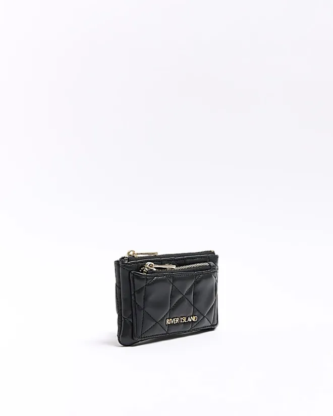 River Island quilted zip pouch Black Outlet