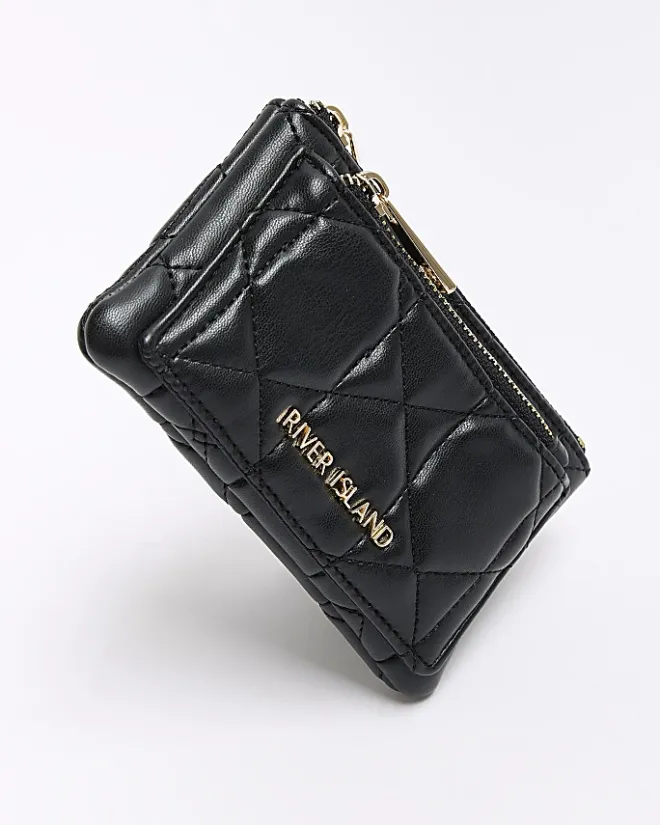River Island quilted zip pouch Black Outlet
