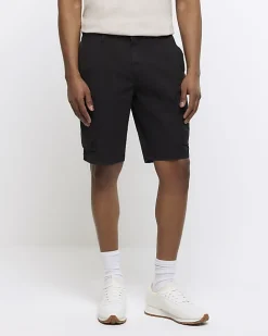 River Island regular fit cargo shorts Black Sale