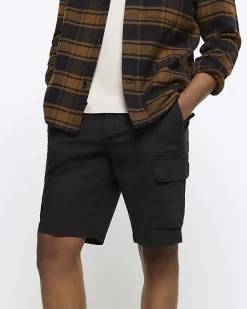 River Island regular fit cargo shorts Black Sale