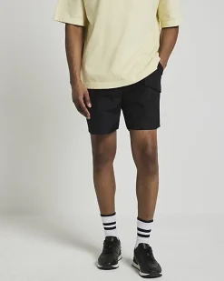 River Island regular fit cargo swim shorts Black Outlet