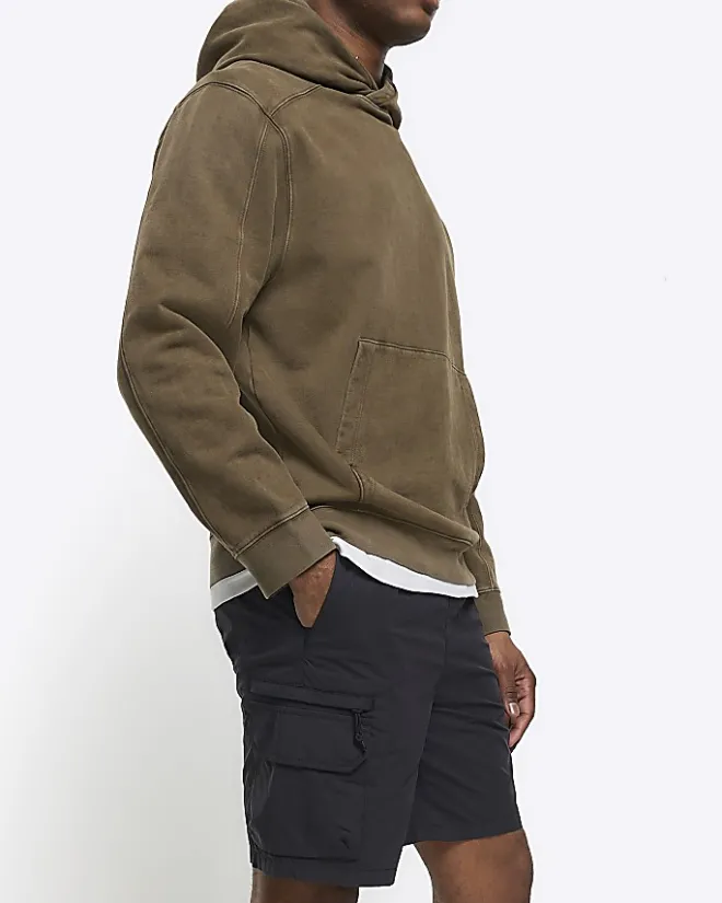 River Island regular fit cargo shorts Black Hot