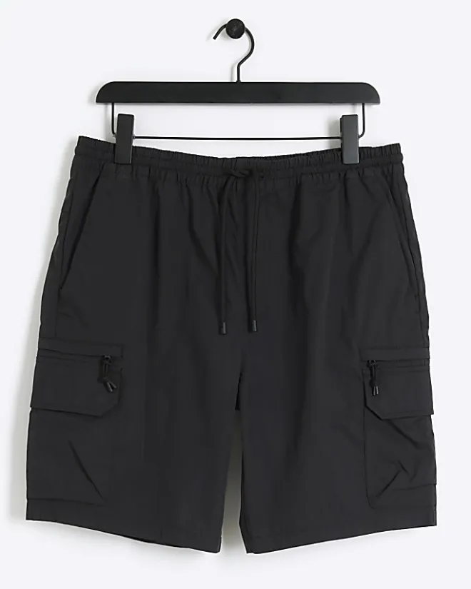 River Island regular fit cargo shorts Black Hot