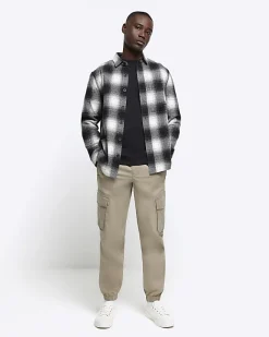 River Island regular fit check shirt Black Fashion