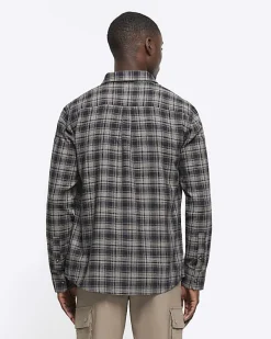River Island regular fit check shirt Black Best