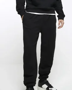 River Island regular fit cuffed joggers Black Hot