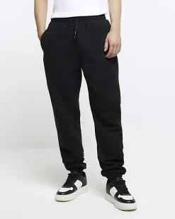 River Island regular fit cuffed joggers Black Hot