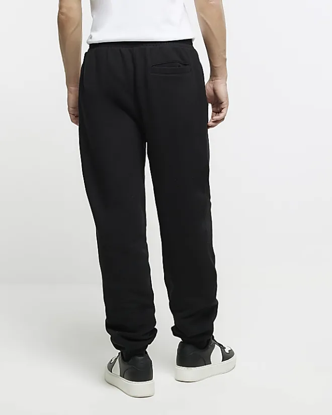 River Island regular fit cuffed joggers Black Hot