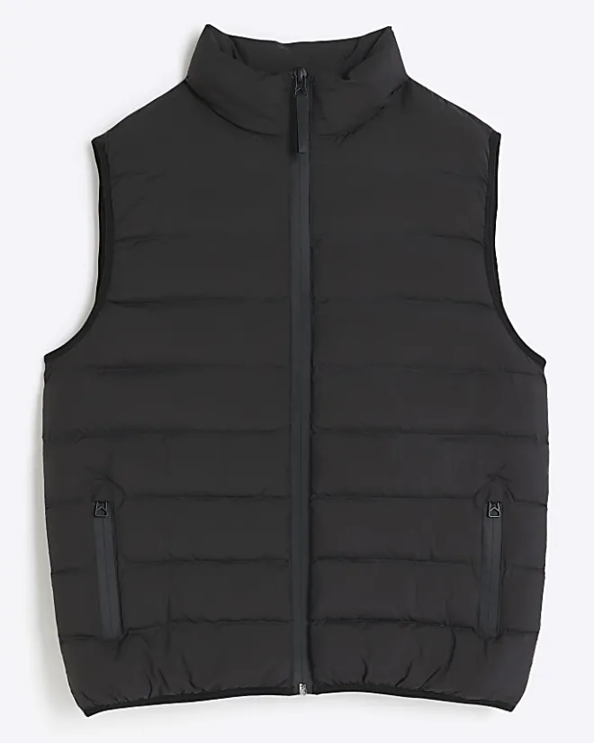 River Island regular fit quilted puffer gilet Black Sale