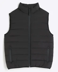 River Island regular fit quilted puffer gilet Black Sale