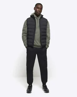 River Island regular fit quilted puffer gilet Black Sale