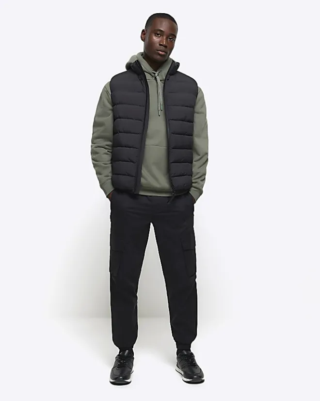 River Island regular fit quilted puffer gilet Black Sale