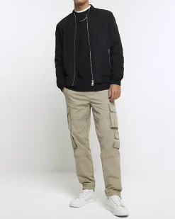 River Island regular fit rib sweatshirt Black Clearance