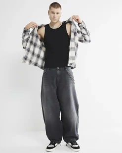 River Island regular fit rib vest Black Hot