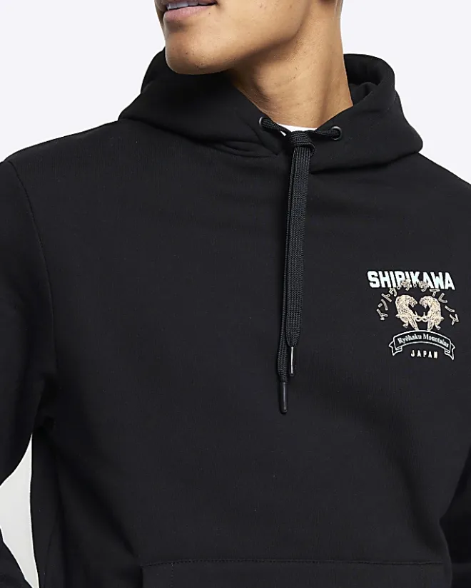 River Island regular fit tiger graphic hoodie Black Discount