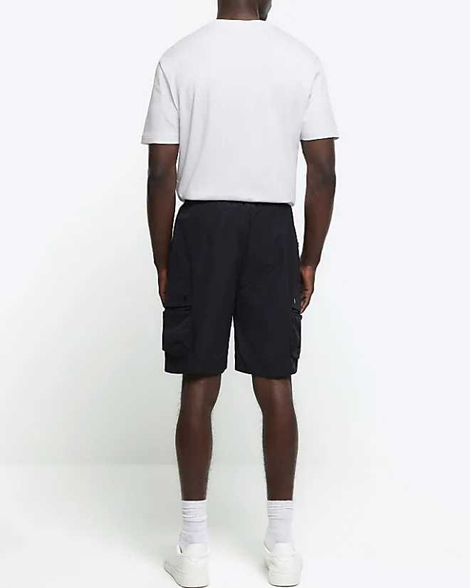 River Island regular fit utility cargo shorts Black Sale