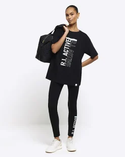 River Island RI Active graphic t-shirt Black New