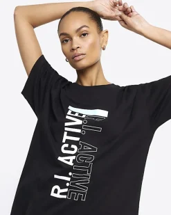 River Island RI Active graphic t-shirt Black New