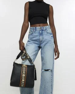 River Island RI messenger bag Black Fashion