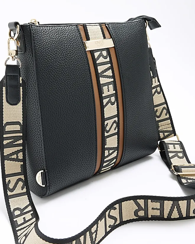 River Island RI messenger bag Black Fashion