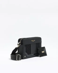 River Island RI monogram boxy cross body bag Black Best