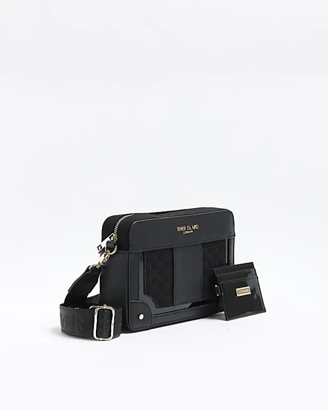 River Island RI monogram boxy cross body bag Black Best