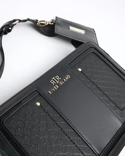 River Island RI monogram boxy cross body bag Black Online