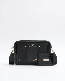 River Island RI monogram boxy cross body bag Black Online
