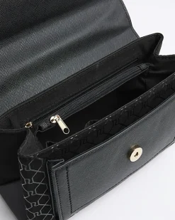 River Island RI monogram chain shoulder bag Black Fashion