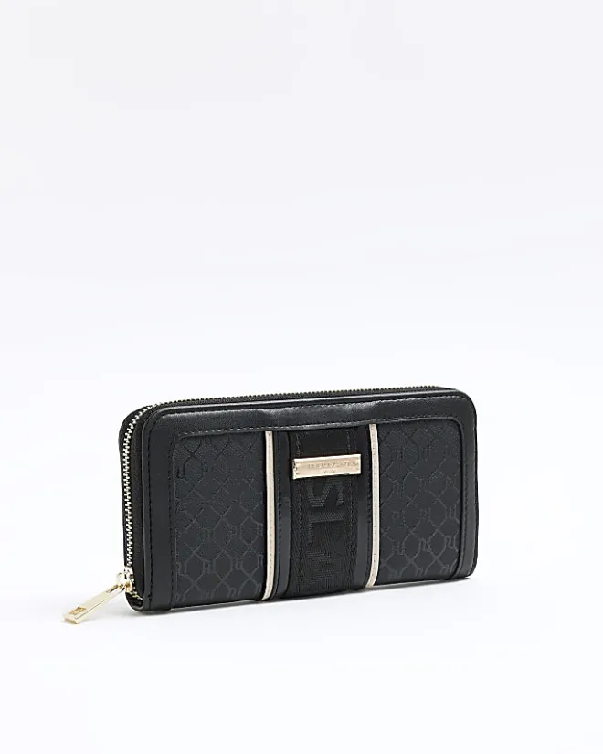 River Island RI monogram webbing purse Black Fashion