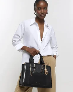 River Island RI monogram webbing tote bag Black Fashion