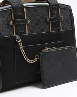 River Island RI monogram webbing tote bag Black Fashion