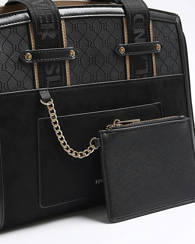 River Island RI monogram webbing tote bag Black Fashion