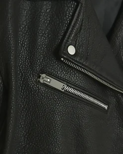 River Island RI Studio leather biker jacket Black New