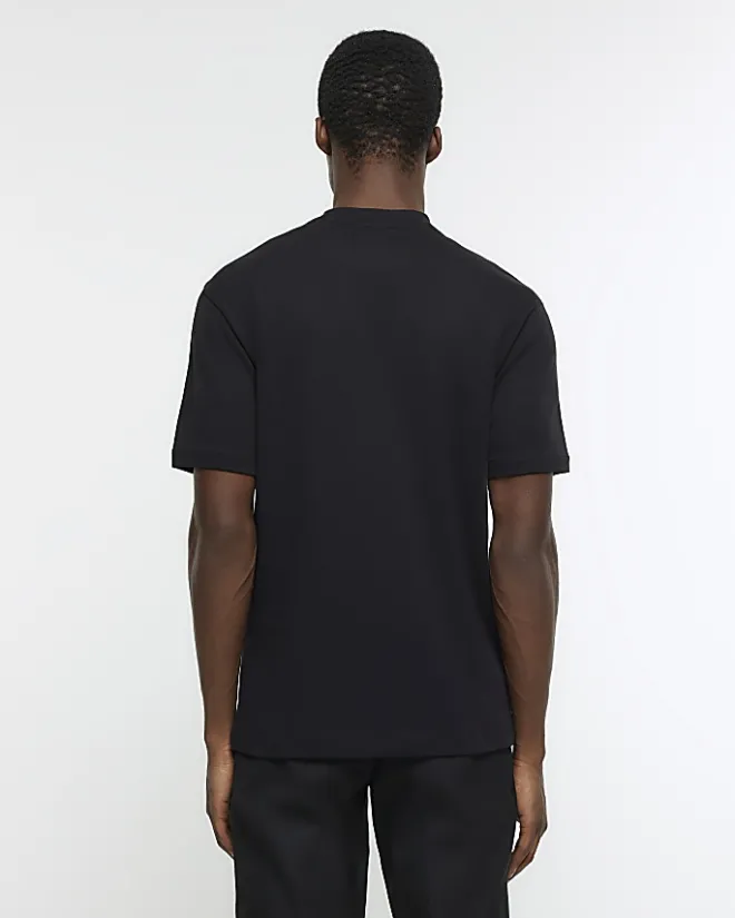 River Island RI Studio slim fit high neck t-shirt Black Sale