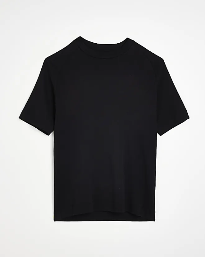 River Island RI Studio slim fit high neck t-shirt Black Sale