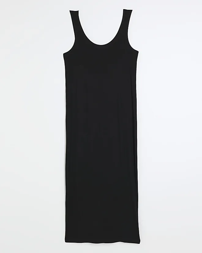 River Island rib sleeveless bodycon maxi dress Black Online