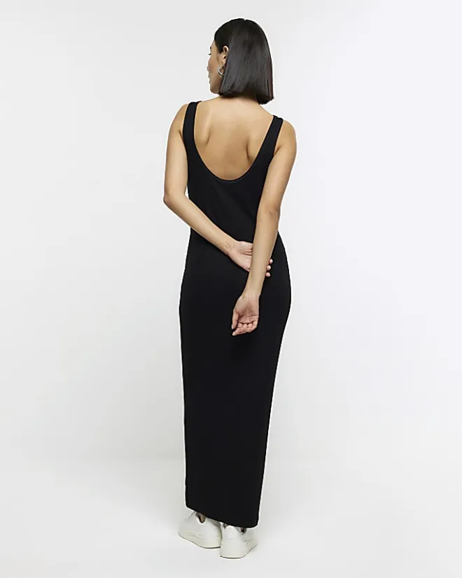 River Island rib sleeveless bodycon maxi dress Black Online