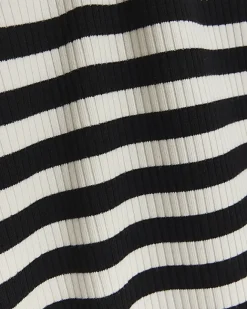 River Island rib stripe bodycon midi dress Black Clearance